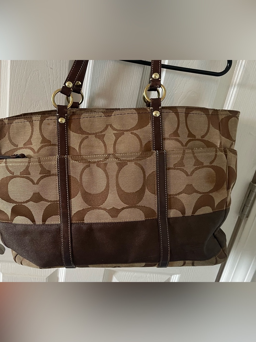 Coach Signature Canvas and Leather Tote Bag in Brown - Picture 2 of 14